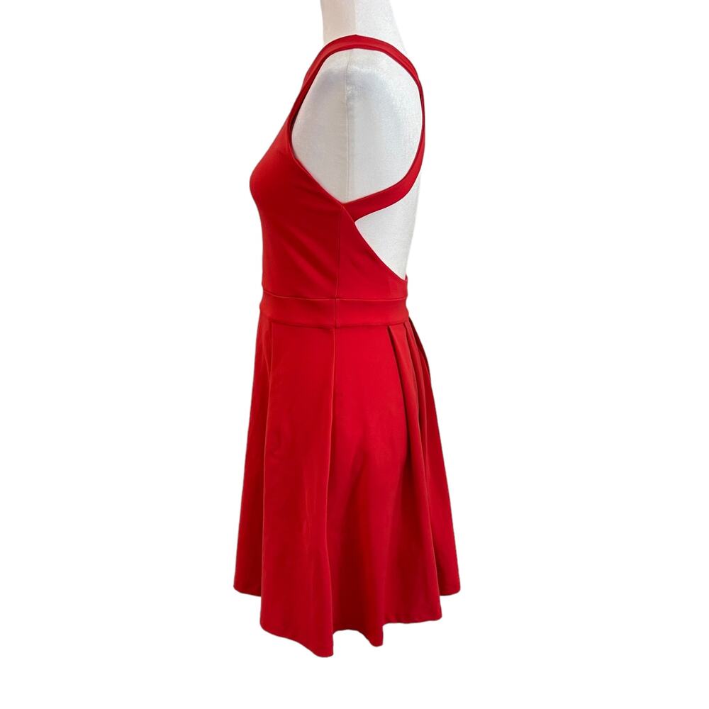 Susana Monaco high neck Red Open back crisscross straps full skirt dress - M - Picture 2 of 6